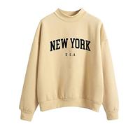 Générique Sweat-Shirt SurdimensionnéE pour Femmes New York Col Rond à Manches Longues Décontracté Lâche Pull Veste Vintage Haut d'automne Sweatshirts Ado Fille Femme