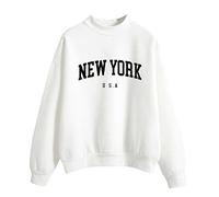 Générique Sweat-Shirt SurdimensionnéE pour Femmes New York Col Rond à Manches Longues Décontracté Lâche Pull Veste Vintage Haut d'automne Sweatshirts Ado Fille Femme