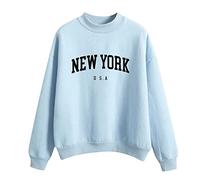 Générique Sweat-Shirt SurdimensionnéE pour Femmes New York Col Rond à Manches Longues Décontracté Lâche Pull Veste Vintage Haut d'automne Sweatshirts Ado Fille Femme