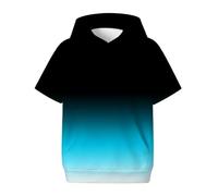 Générique Sweat-Shirts à Manches Courtes pour garçons et Filles, Amples et légers, à Manches Raglan, Style décontracté et Sportif, avec Poche (Sky Blue, 4-5 Years)