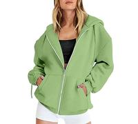 Générique Sweat Zippé Femme Grande Taille, Veste Legere Femme Chic Sweatshirt avec Poche Hoodie Décontracté Manteau Automne Manteaux Ample Veste Polyvalent Vêtements Oversize Survêtement Sweat