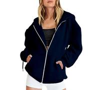 Générique Sweat Zippé Femme Grande Taille, Veste Legere Femme Chic Sweatshirt avec Poche Hoodie Décontracté Manteau Automne Manteaux Ample Veste Polyvalent Vêtements Oversize Survêtement Sweat