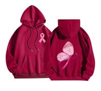 Générique Sweat Zippé Femme Polaire Gilet Soutien Cancer Veste Sport Sweat-Shirt Manches Longues pour Hiver du Sein Hoodie Sweats Taille Plus Scolaire Brick Rouge M