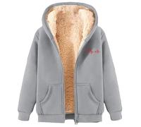 Générique Sweat Zippé Femme Pull Polaire Mouton Imprimé Cœur Confort Douillet pour l'hiver Idéal pour Les Journées Froides et Les Moments de Tendresse(Light Gray, XXXL)