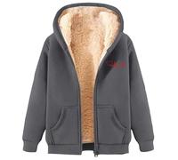 Générique Sweat Zippé Femme Pull Polaire Mouton Imprimé Cœur Confort Douillet pour l'hiver Idéal pour Les Journées Froides et Les Moments de Tendresse(Grey, XXXL)