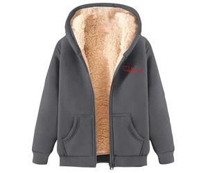 Générique Sweat Zippé Femme Pull Polaire Mouton Imprimé Cœur Confort Douillet pour l'hiver Idéal pour Les Journées Froides et Les Moments de Tendresse(Grey, XXXL)