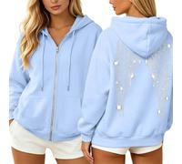 Générique Sweat Zippé Femme Pull Strass Ailes Confort Chic pour Un Style Audacieux pour Les Sorties Nocturnes et Les Événements (BU1, XXXL)