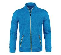Générique Sweat Zippé Homme Veste Sport Vestes en Tricot mi Saison Coupe Vent Running Jacket Col Mao Bombers De Randonnée Survêtement Respirant Aviateur Couleur Unie Blouson Bleu M