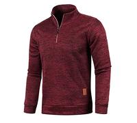 Générique Sweat Zippé Homme Veste Sport Vestes en Tricot mi Saison Coupe Vent Running Jacket Col Mao Bombers De Randonnée Survêtement Respirant Aviateur Couleur Unie Blouson Vin XL