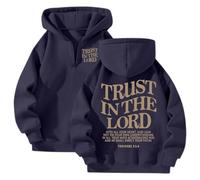 Générique Sweat Zippé Unisexe Pull Imprimé Lettrage Coupe Ample Street Confort pour Le Quotidien Parfait pour Les Balades Urbaines et Les Soirées Entre Amis(Navy, L)
