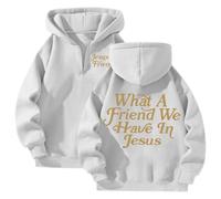 Générique Sweat Zippé Unisexe Pull Imprimé Lettrage Jésus Coupe Ample Confort pour Le Quotidien Parfait pour Les Rencontres Spirituelles et Les Sorties Décontractées(White, M)
