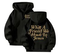 Générique Sweat Zippé Unisexe Pull Imprimé Lettrage Jésus Coupe Ample Confort pour Le Quotidien Parfait pour Les Rencontres Spirituelles et Les Sorties Décontractées(Black, XXXL)