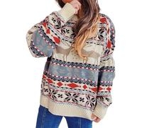 Générique Sweater de Noël pour Femme Rouge Vibrant Style Détendu Col Rond Manches Longues Tricot Chaud Confortable Hiver Tenue Fêtes Casual Look Festif Sortie Shopping