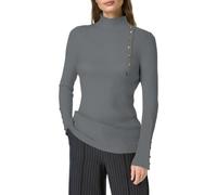 Générique Sweater Femme Automne-Hiver Chaud à Demi-col Montant et Boutons, Top Style plébé, uni, Confortable et élégant, idéal pour Un Look sophistiqué.