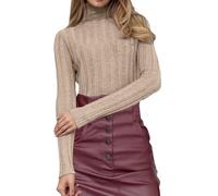 Générique Sweater Femme-Pull d'hiver Tricoté à Col Haut Doux Et Chaud Rayé DéContracté pour Temps Froid Chemisier Confortable