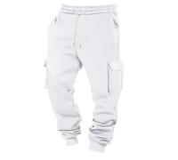 Générique Sweatpants Homme Pantalons de Sécurité Training avec Cordon Coulissant Pantalon Cargo de Sécurité Bas de Survetement Bas de Jogging Pantalon Softshell Homme Blanc XL