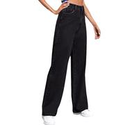Générique Sweatpants That Look Like Jeans Boyfriend Jeans Sweatpant Jeans High Waisted with Pockets Cute Sweatpants for Women (Black,Grand)