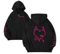 Générique Sweats À Capuche À La Mode HelloMonster Sweats À Capuche Zippés for Les Fans Mignons Hommes Femmes Teengirls Vêtements D'extérieur(Black-Thick,S)