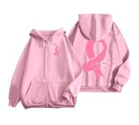 Générique Sweats À Capuche Femme Cancer du Sein Sweat a Veste Sport Sweat-Shirt Femmes Vêtements Sportswear Zippée en Pulls, Gilets Et Sweatshirt Vetement Vêtement Zippé Top De Hoodies Vest Blouson
