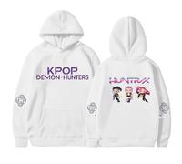 Générique Sweats à Capuche Femme Korean Idol Demon Movie Kpop Hunters Style Streetwear Imprimés d'anime Longues Sweat-Shirt avec Poches