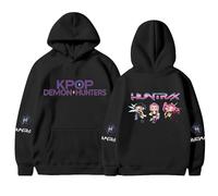 Générique Sweats à Capuche Femme Korean Idol Demon Movie Kpop Hunters Style Streetwear Imprimés d'anime Longues Sweat-Shirt avec Poches