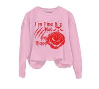 Générique Sweats À Capuche Femme Sweat-Shirt Halloween pour Femmes Sweat Veste avec Farce Ou Friandise Chic Élégant Hoodie Poche Super Soft Touch Pulls, Gilets Et Pull De Sport Costume Rose XXL