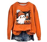 Générique Sweats À Capuche Femme Vêtements Halloween Sweatshirt Oversize Sweat La Toussaint Veste Sportswear Sweat-Shirt Training Fitness Vetement Chauve-Souris Orange #2 XXL