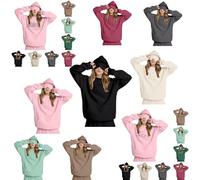 Générique Sweats à Capuche Femme Zippe Rose Ensemble Long 4XL, Sweat à Capuche avec Masque pour Les Yeux intégré Mode Avion de Voyage Noir 3XL