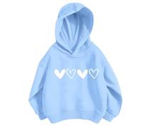 Générique Sweats à Capuche Fille Haut Coton Sportswear Mode Vetement Décontracté Pullover Hiver Manches Longues Enfant Top Doux Pull Confortable Sweats Loose Vêtements Sweatshirt Bleu 140