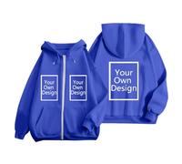 Générique Sweats à Capuche Personnalisable Femme Sweat Zippé Personnalisé Photo Pull avec Texte ou Image ，Créez Votre Propre Hoodie，Plusieurs de Personnalisation pour Adulte Commandes en Cours Bleu M