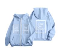 Générique Sweats à Capuche Personnalisable Femme Sweat Zippé Personnalisé Photo Pull avec Texte ou Image ，Créez Votre Propre Hoodie，Plusieurs de Personnalisation pour Adulte Passées Bleu Clair XL