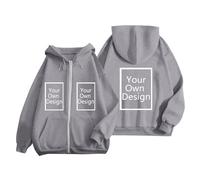 Générique Sweats à Capuche Personnalisable Femme Sweat Zippé Personnalisé Photo Pull avec Texte ou Image ，Créez Votre Propre Hoodie，Plusieurs de Personnalisation pour Adulte Warehouse Gris M