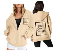 Générique Sweats à Capuche Personnalisable Femme Sweat Zippé Personnalisé Photo Pull avec Texte ou Image ，Plusieurs Personnalisation Adulte Décontracté Vêtements Flash du Jour Et Soldes Kaki M