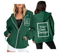 Générique Sweats à Capuche Personnalisable Femme Sweat Zippé Personnalisé Photo Pull avec Texte ou Image ，Plusieurs Personnalisation Adulte Décontracté Vêtements Ventes Flash du Jour Vert armée S