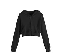 Générique Sweats à Capuche pour Fille Court Polaire Manches Longues Sweat avec Zippé Décontractés Couleur Unie Sweats avec Poches Leger Hoodies pour La Vie Quotidienne