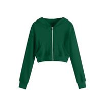 Générique Sweats à Capuche pour Fille Court Polaire Manches Longues Sweat avec Zippé Décontractés Couleur Unie Sweats avec Poches Leger Hoodies pour La Vie Quotidienne