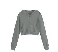 Générique Sweats à Capuche pour Fille Court Polaire Manches Longues Sweat avec Zippé Décontractés Couleur Unie Sweats avec Poches Leger Hoodies pour La Vie Quotidienne