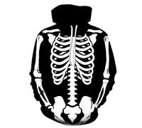 Générique Sweats à Capuche pour Homme Imprimé Squelette Pull Capuche Col Rond Sweatshirt à Manches Longues Unisexe Costume d'halloween