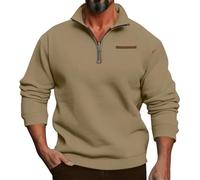 Générique Sweats pour Homme Demi-Fermeture éclair à Manches Longues de Couleur Unie Loungewear Chaud Haut Col Montant Top Vêtements de survêtement d'extérieur pour la Vie Quotidienne, Les Sorties