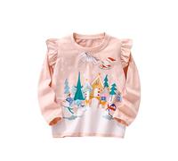 Générique Sweats sans Capuche NoëL Enfant Fille 3 à 8 Ans Automne Et Hiver Sweatshirts Fille ImpriméS Dessins AniméS Chic Mignon Hauts Manches Longues Pullover Ample Confortable Festival (7-8 Ans)