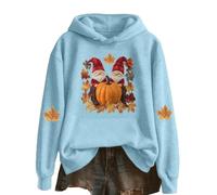 Générique Sweatshirt à Capuche Femme thème Halloween, Pull-Over Automne Manches Longues Imprimé Citrouille Fleurs d’Automne, Top Décontracté avec Poche Kangourou pour Soirées Festives