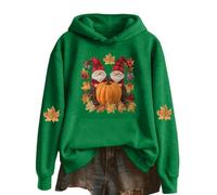 Générique Sweatshirt à Capuche Femme thème Halloween, Pull-Over Automne Manches Longues Imprimé Citrouille Fleurs d’Automne, Top Décontracté avec Poche Kangourou pour Soirées Festives