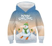Générique Sweatshirt À Capuche Garçon - Tenues Noel Garçons avec Noel Imprimé Manches Longues Col Capuche Modèle Coupe Regular Fashion Large Confortable Père Noël Sweatshirt Enfant