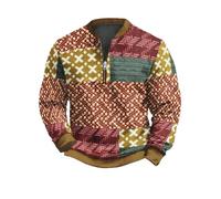 Générique Sweatshirt à Rayures Quart Zippé Homme Automne Hiver Printemps Collage Polo Sweatshirt (FR/ES, Alpha/Lettres, S, Taille Normale, Taille Normale, #13)