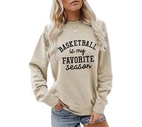 Générique Sweatshirt Basketball is My Favorite Season Sweatshirt Basketball Mom Chemise Femme Casual Manches Longues Col Rond Pull Top Pull