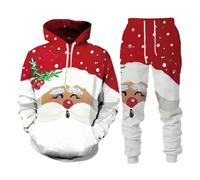Générique Sweatshirt De Noël 3D pour Homme - Ensemble de vêtements de Sport Deux pièces pour Hommes survêtement de Sport décontracté à Capuche imprimé de Noël pour Hommes Combinaison de Jogging S 3XL