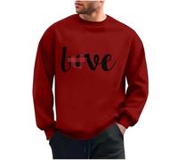 Générique Sweatshirt Décontracté pour Hemme Saint-Valentin Imprimé Cœur Sweatshirts Manches Longues Couleur Unie Coupe Ample Col Rond Shirt Grandes Tailles Shirts Drole et Elégant Sweat Conforts Top