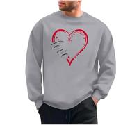 Générique Sweatshirt Décontracté pour Hemme Saint-Valentin Imprimé Cœur Sweatshirts Manches Longues Couleur Unie Coupe Ample Col Rond Shirt Grandes Tailles Shirts Confortable et Elégant Sweat Drole