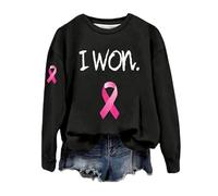 Générique Sweatshirt Femme Col Rond sans Capuche Longues Manches, Imprimé Petit Cœur Ruban Rose, Pull Décontracté Sensibilisation Cancer du Sein Octobre Rose