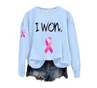 Générique Sweatshirt Femme Col Rond sans Capuche Longues Manches, Imprimé Petit Cœur Ruban Rose, Pull Décontracté Sensibilisation Cancer du Sein Octobre Rose
